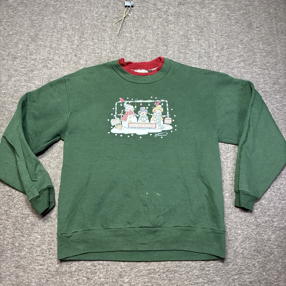 VINTAGE MORNING SUN Snowman Sweatshirt Medium Granny Cabincore‎ 90s 80s Peaceful - Picture 2 of 9